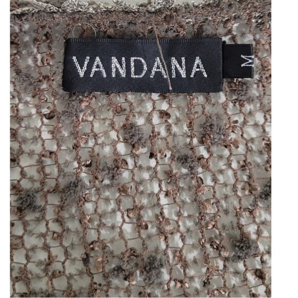 Vandana Sleeveless Kimono Womens Medium Gypsy Boho Lace Embellished Brown - Picture 7 of 7